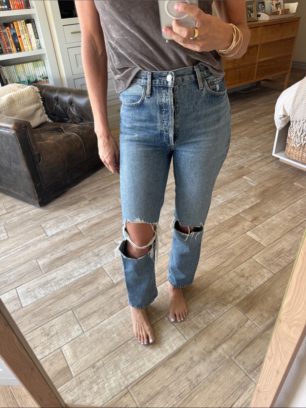 Agolde 90's Pinch Classic High-Rise Distressed Women’s Jeans - Light Blue